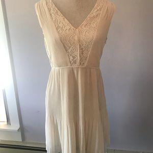 SOLD - Cream Micro Pleated Lace Dress